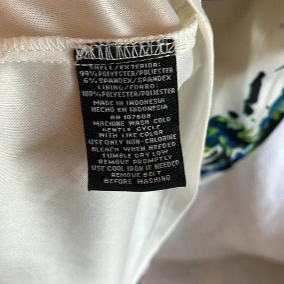 Chetta B Belted V neck Short Sleeve Flowy Floral Casual Cocktail Party Dress - Picture 6 of 8